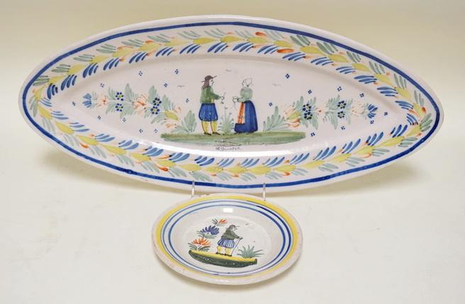 2 PIECES QUIMPER, PLATTER & PLATE (1 of 4)