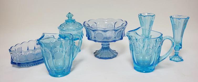 7 PIECES FOSTORIA 2 SHADES OF LIGHT BLUE (1 of 2)