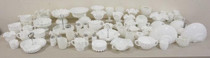 LARGE LOT OF HOBNAIL MILK GLASS (1 of 5)