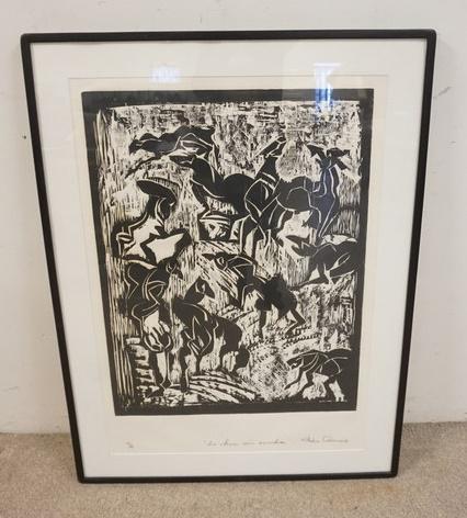 LARGE SIGNED WOODBLOCK P/A PRINT (1 of 4)