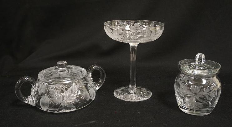 3 PIECES CUT GLASS (1 of 5)