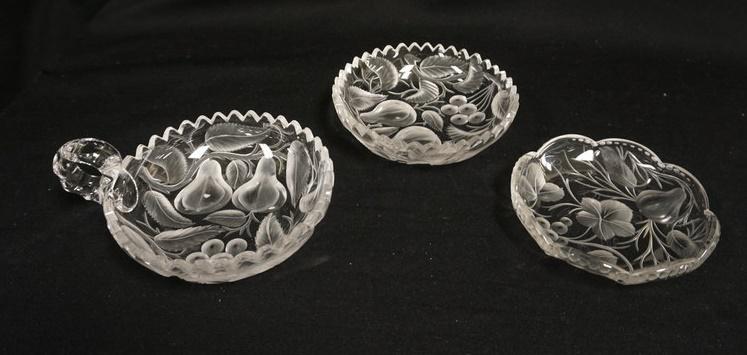 3 CUT GLASS CANDY DISHES (1 of 3)