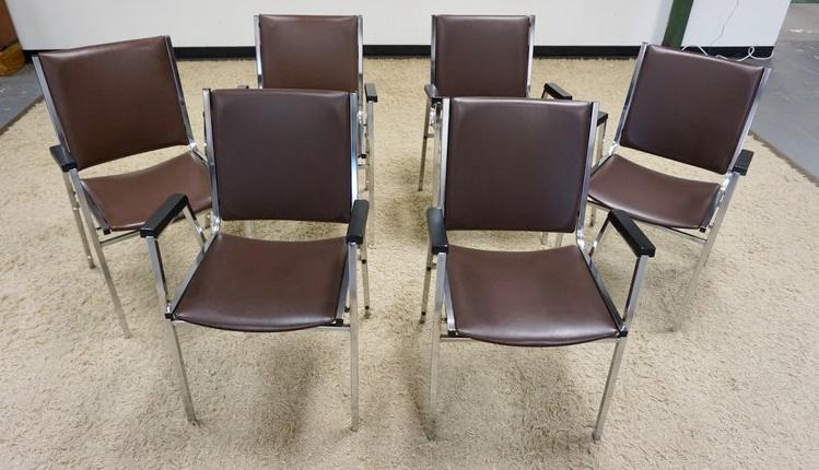 6 MODERN STYLE CHROME FINISHED ARMCHAIRS (1 of 2)