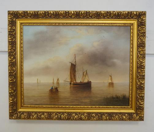 CONTEMPORARY GILT FRAMED SIGNED PAINTING (1 of 2)