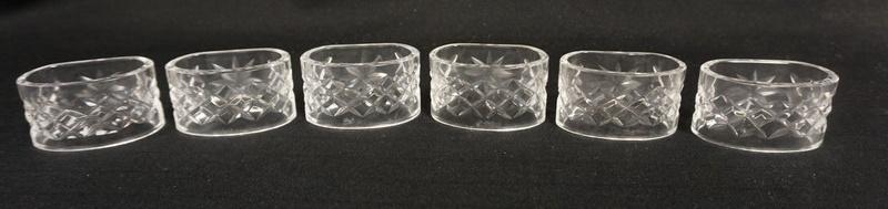 WATERFORD CRYSTAL NAPKIN RINGS: WATERFORD CRYSTAL NAPKIN RINGS, LOT OF 6