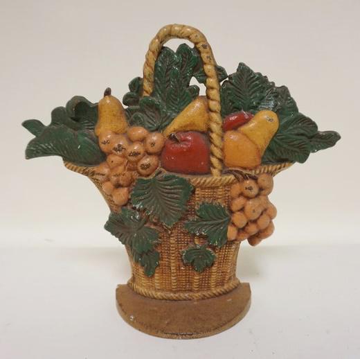 ANTIQUE CAST IRON FLORAL BASKET DOORSTOP (1 of 1)