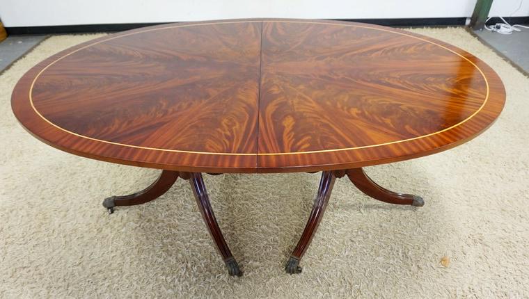 OVAL BANDED DINING ROOM TABLE (1 of 4)