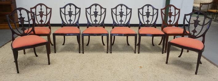 8 HEPPLEWHITE STYLE SHEILD BACK CHAIRS (1 of 3)