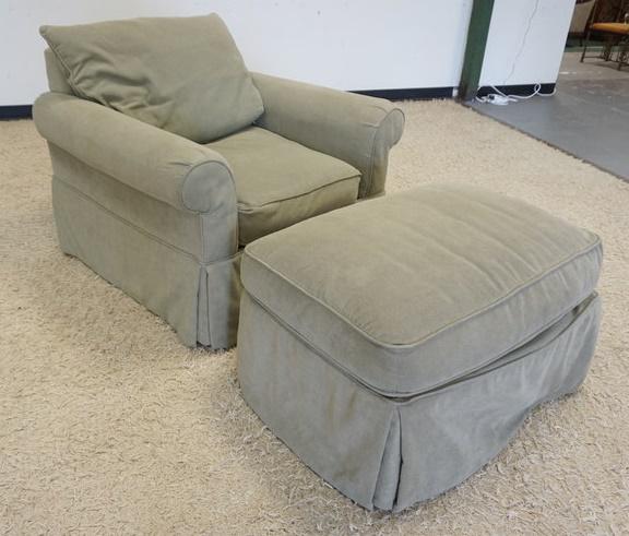 ROWE FURNITURE ARMCHAIR & OTTOMAN: UPHOLSTERD ARM CHAIR W/ OTTOMAN BY ROWE FURNITURE