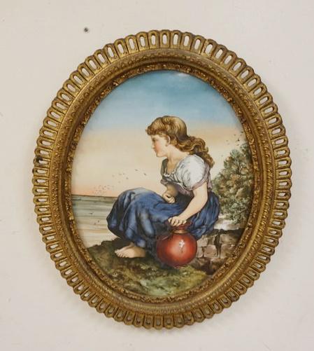 LARGE OVAL PORCELAIN PLAQUE (1 of 3)