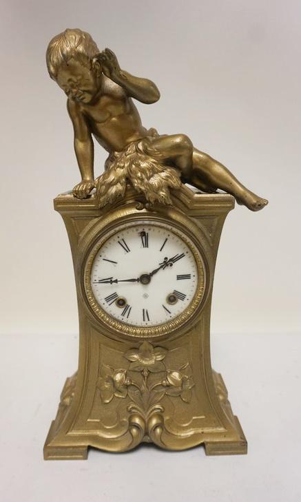 ART NOUVEAU ORNATE FIGURAL ANSONIA METAL CLOCK (1 of 3)