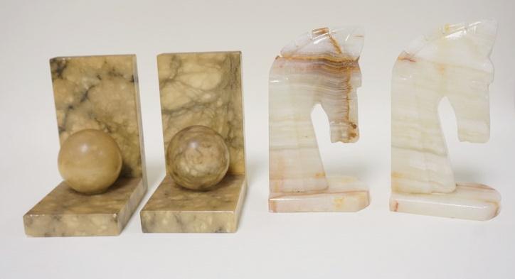 2 PAIRS OF STONE BOOKENDS (1 of 2)