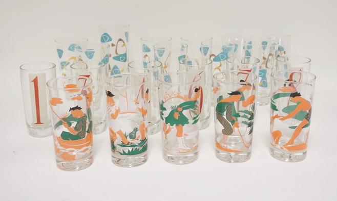 21 MCM TUMBLERS, 3 DIFFERENT PATTERNS (1 of 2)