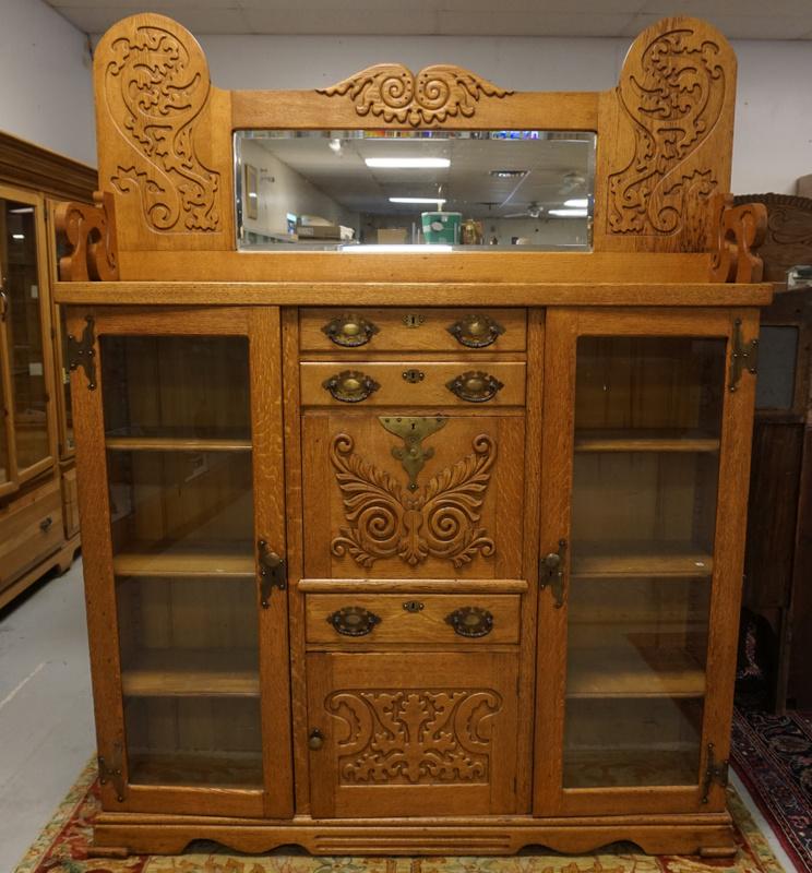 LARGE OAK CARVED DOUBLE SIDE BY SIDE (1 of 4)