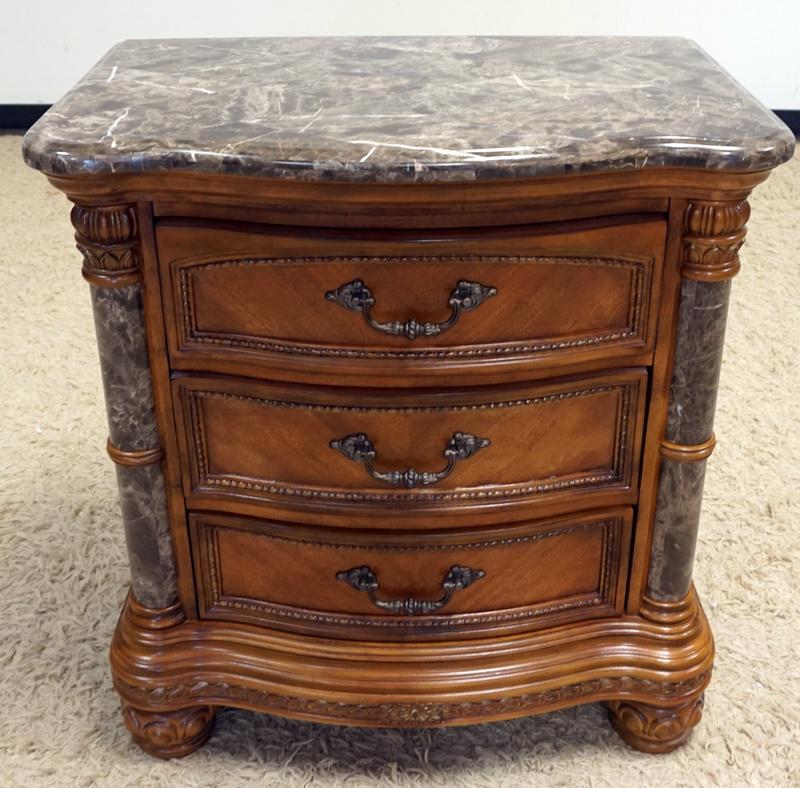 MARBLE TOP MAHOGANY BEDSIDE CHEST (1 of 3)