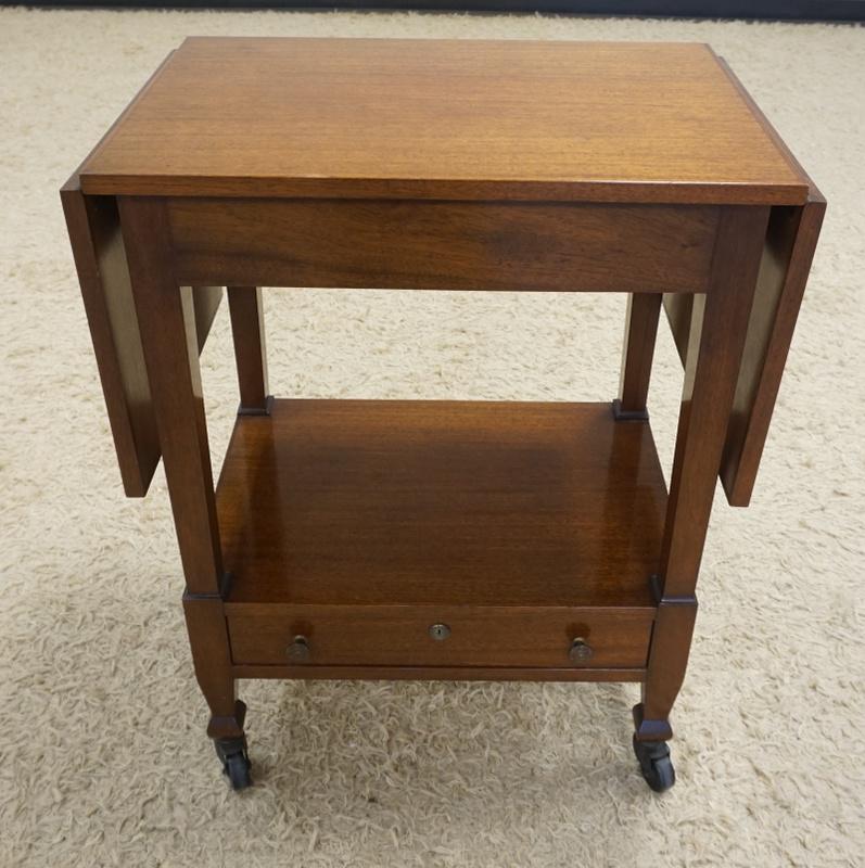 MAHOGANY DROP SIDE ROLLING SERVING CART (1 of 3)