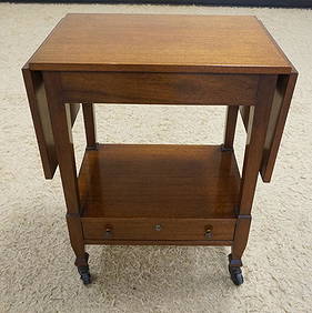 MAHOGANY DROP SIDE ROLLING SERVING CART (1 of 3)