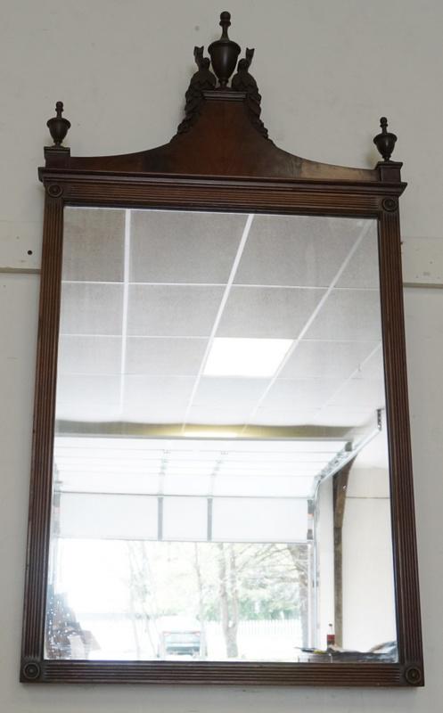 WALNUT  REEDED COLUMN HANGING MIRROR (1 of 3)