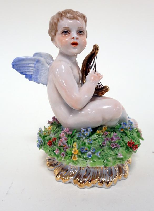 LUIGI FABRIS PORCELAIN FIGURE OF CHERUB: LUGI FABRIS PORCELAIN FIGURE OF CHERUB, APPROX 5 1/2 IN HIGH