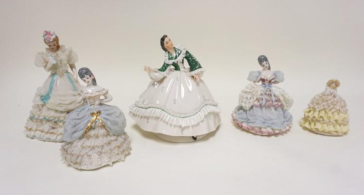 5 PORCELAIN LADY FIGURES (1 of 5)