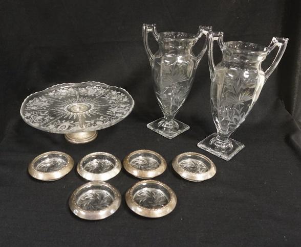 9 PIECE LOT W/GLASS & STERLING (1 of 3)