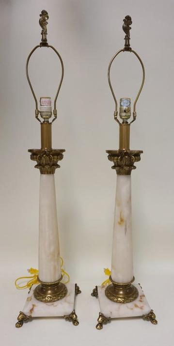 PAIR OF ALABASTER COLUMN LAMPS (1 of 2)