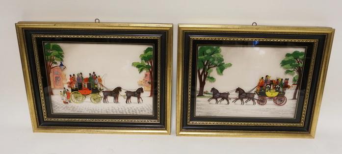 PAIR OF REVERSED PAINTED 3D PAINTINGS (1 of 4)