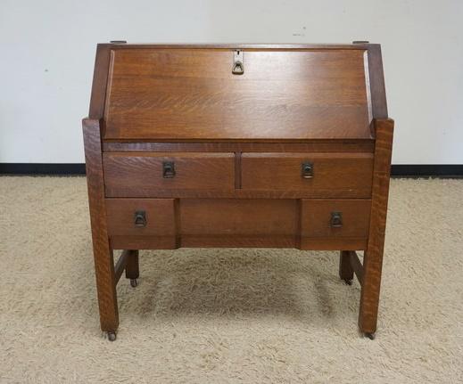 MISSION OAK SLANT FRONT DESK (1 of 3)