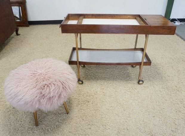 MCM ROLLING CART & PUFF STOOL (1 of 1)