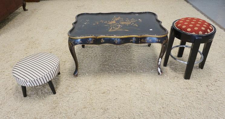 LOT OF 2 STOOLS & LACQUERED COFFEE TABLE (1 of 1)
