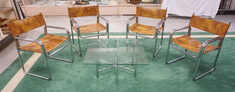 MCM SET OF 4 CHROME CHAIRS & GLASS COCKTAIL TABLE (1 of 6)
