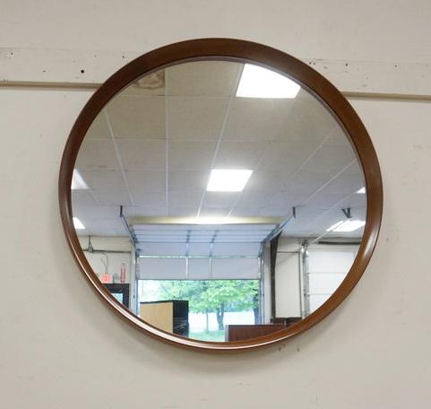 DANISH MODERN ROUND TEAK MIRROR (1 of 3)