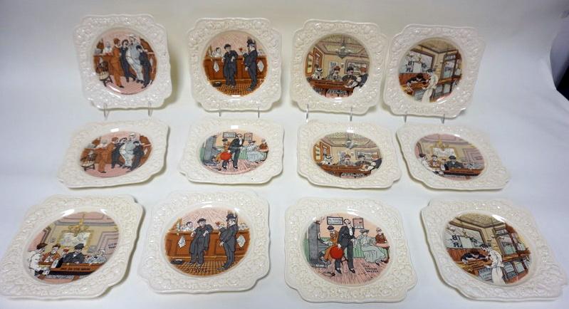 GROUP OF 12 ENGLISH CROWN DUCAL FLORENTINE PLATES (1 of 3)