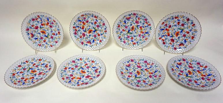 GROUP OF 8 GERMAN FLORAL TRANSFER PLATES (1 of 2)