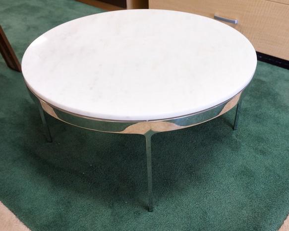 MODERN CHROME BASE MARBLE TOP COFFEE TABLE (1 of 2)