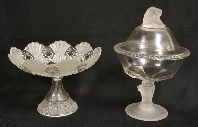 2 PIECES FROSTED & CLEAR PATTERN GLASS (1 of 3)