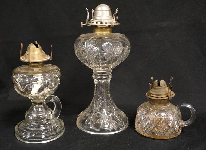 3 PATTERN GLASS KEROSENE LAMPS (1 of 1)