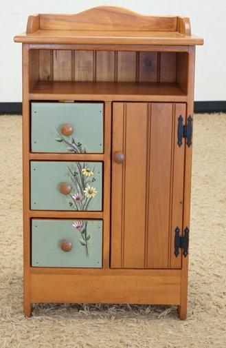 PAINT DECORATED 3 DRAWER ONE DOOR STAND (1 of 3)