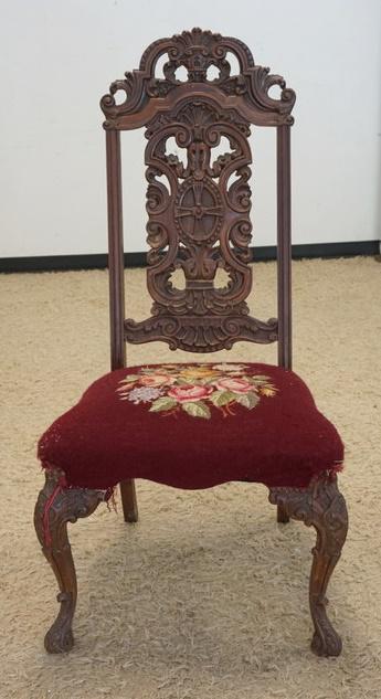 HEAVILY CARVED HIGH BACK VICTORIAN CHAIR (1 of 4)