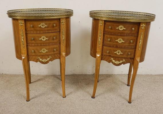 PAIR OF 3 DRAWER CONTINENTAL OVAL STANDS (1 of 5)