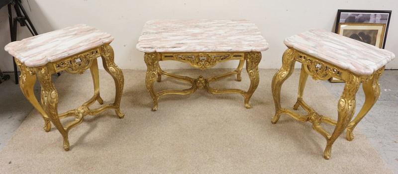 ROSE MARBLE TOP ITALIAN COFFEE & END TABLES (1 of 8)