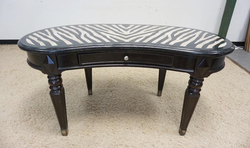 KIDNEY SHAPED ONE DRAWER TABLE W/TESSULATED MARBLE (1 of 2)