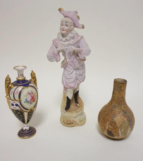 LOT SATSUMA VASE, BISQUE FIGURE & VASE (1 of 2)