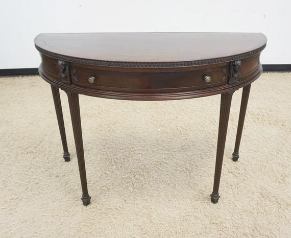 MAHOGANY 1 DRAWER DEMILUNE TABLE (1 of 3)