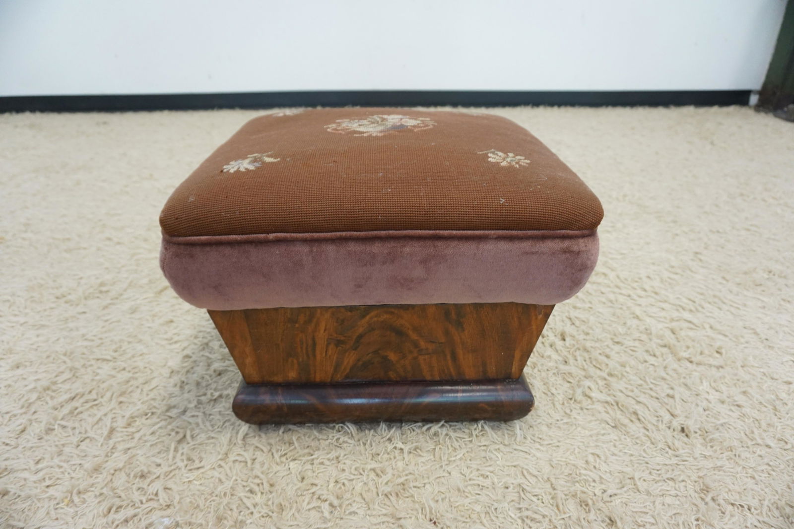 ANTIQUE EMPIRE UPHOLSTERED FOOT STOOL (1 of 2)