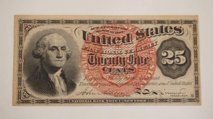 25 CENTS US FRACTIONAL CURRENCY: 25 CENTS US FRACTIONAL CURRENCY, WASHINGTON 1863