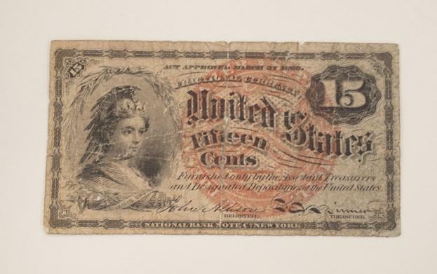 15 CENTS US FRACTIONAL CURRENCY 1863 (1 of 2)