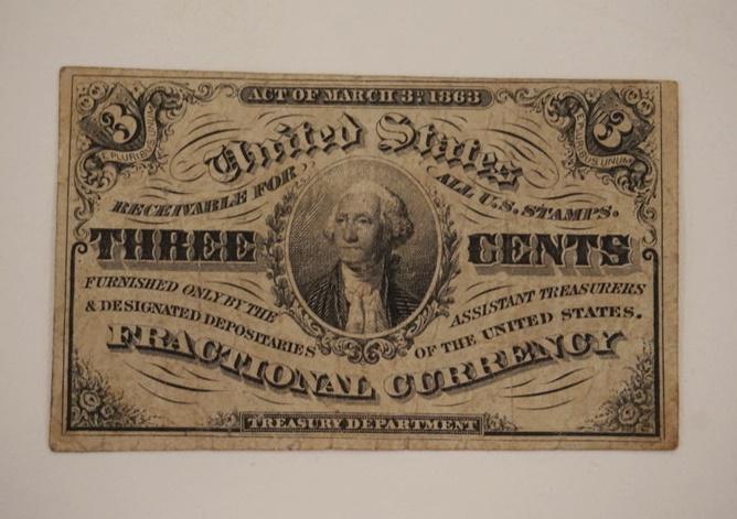 3 CENTS US FRACTIONAL CURRENCY (1 of 2)