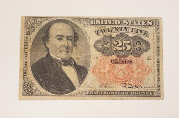 25 CENTS US FRACTIONAL CURRENCY: 25 CENTS US FRACTIONAL CURRENCY, ROBERT J WALKER 1874