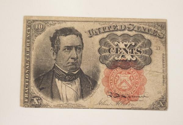10 CENTS US FRACTIONAL CURRENCY: 10 CENTS US FRACTIONAL CURRENCY, WILLIAM M MEREDITH 1874